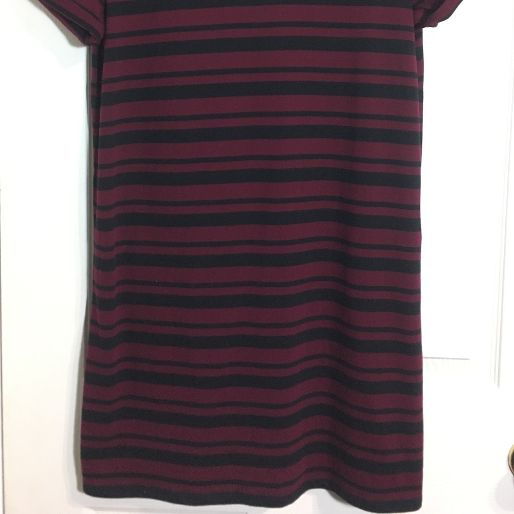 ♥️ 🕶 Striped Burgundy Shirt Dress - Picture 13 of 16